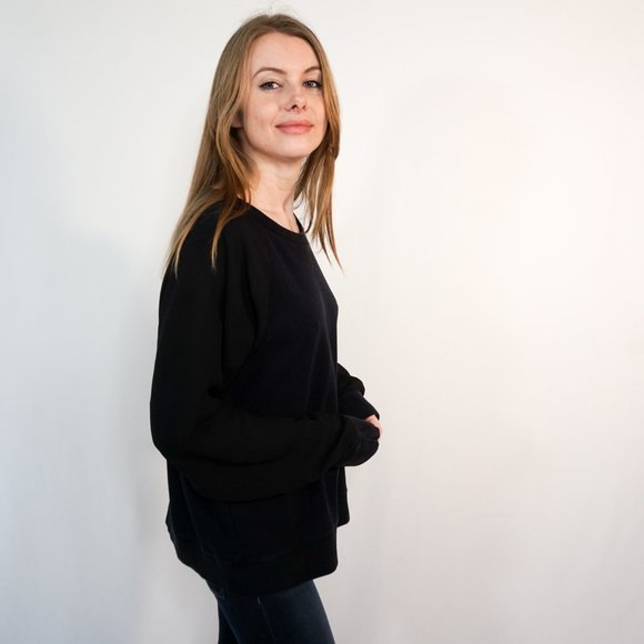 J. CREW Sheer Sleeve Pullover Sweatshirt - Picture 3 of 7